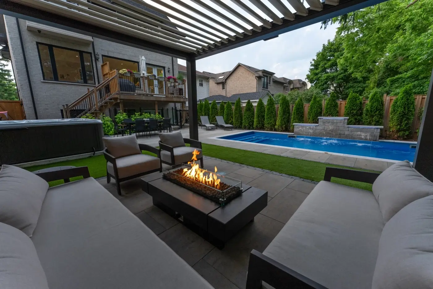 landscaping design with firepits and fireplaces