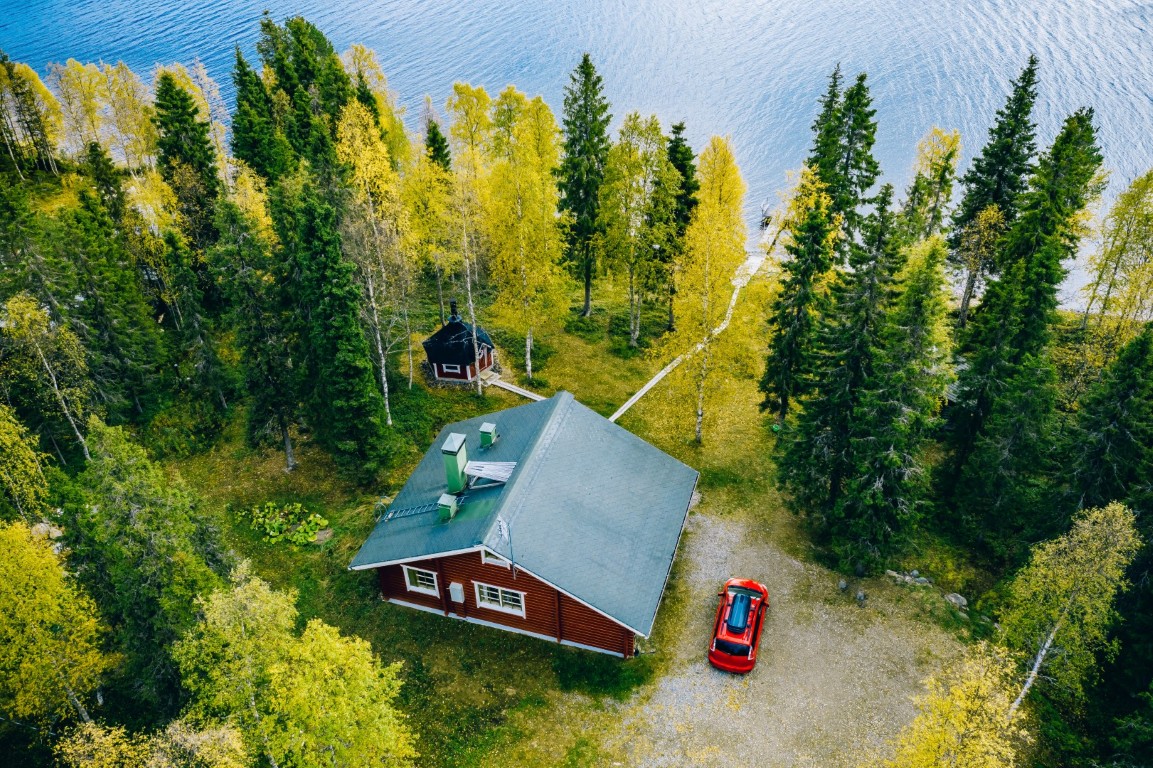 aerial top view of log cabin or cottage with sauna 2025 03 18 15 32 16 utc